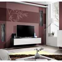 Comoda TV FLY Genarom AM 23 ZW FY 30 Negru / Alb Lucios